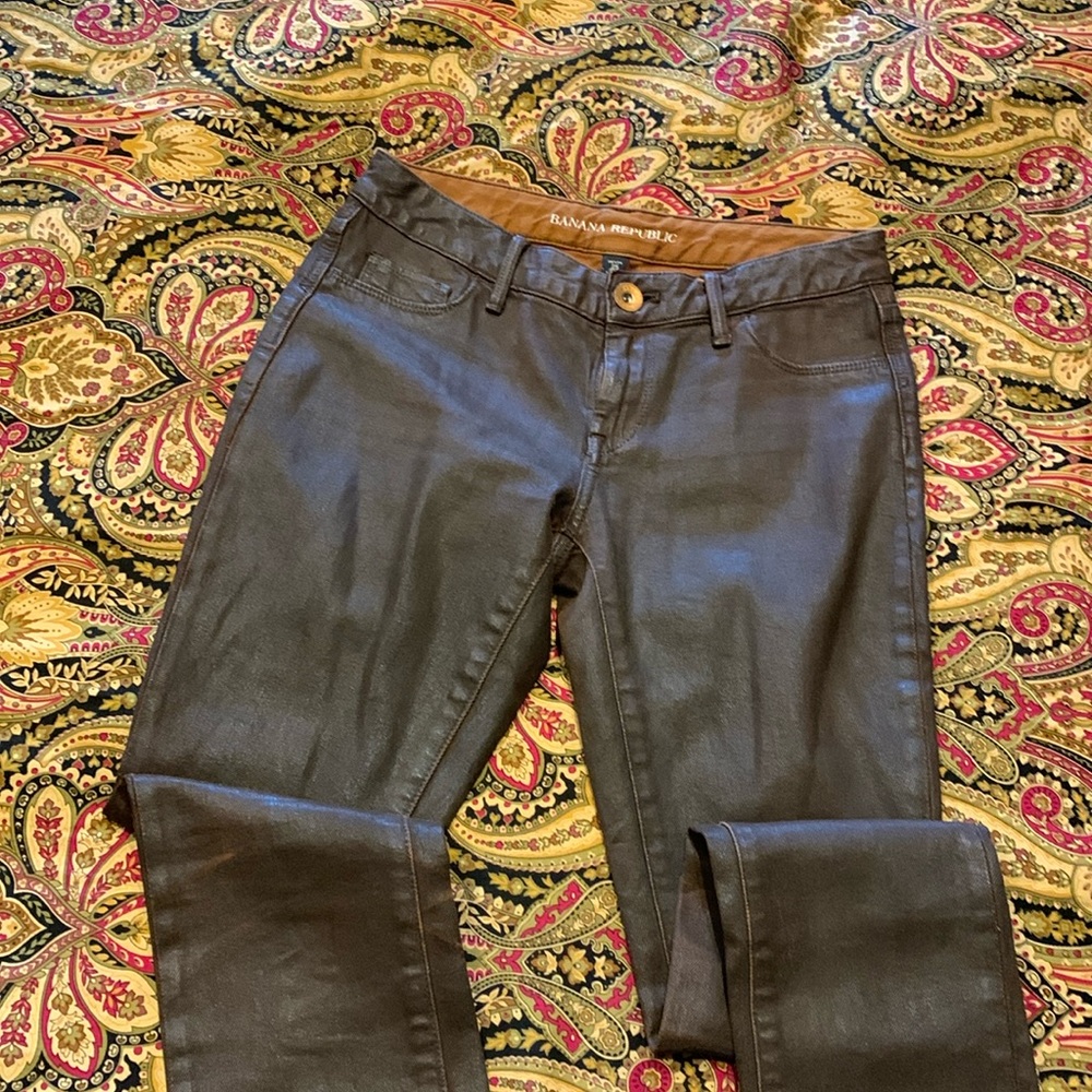 Banana Republic Brown Coated Skinny Jeans Size 25P